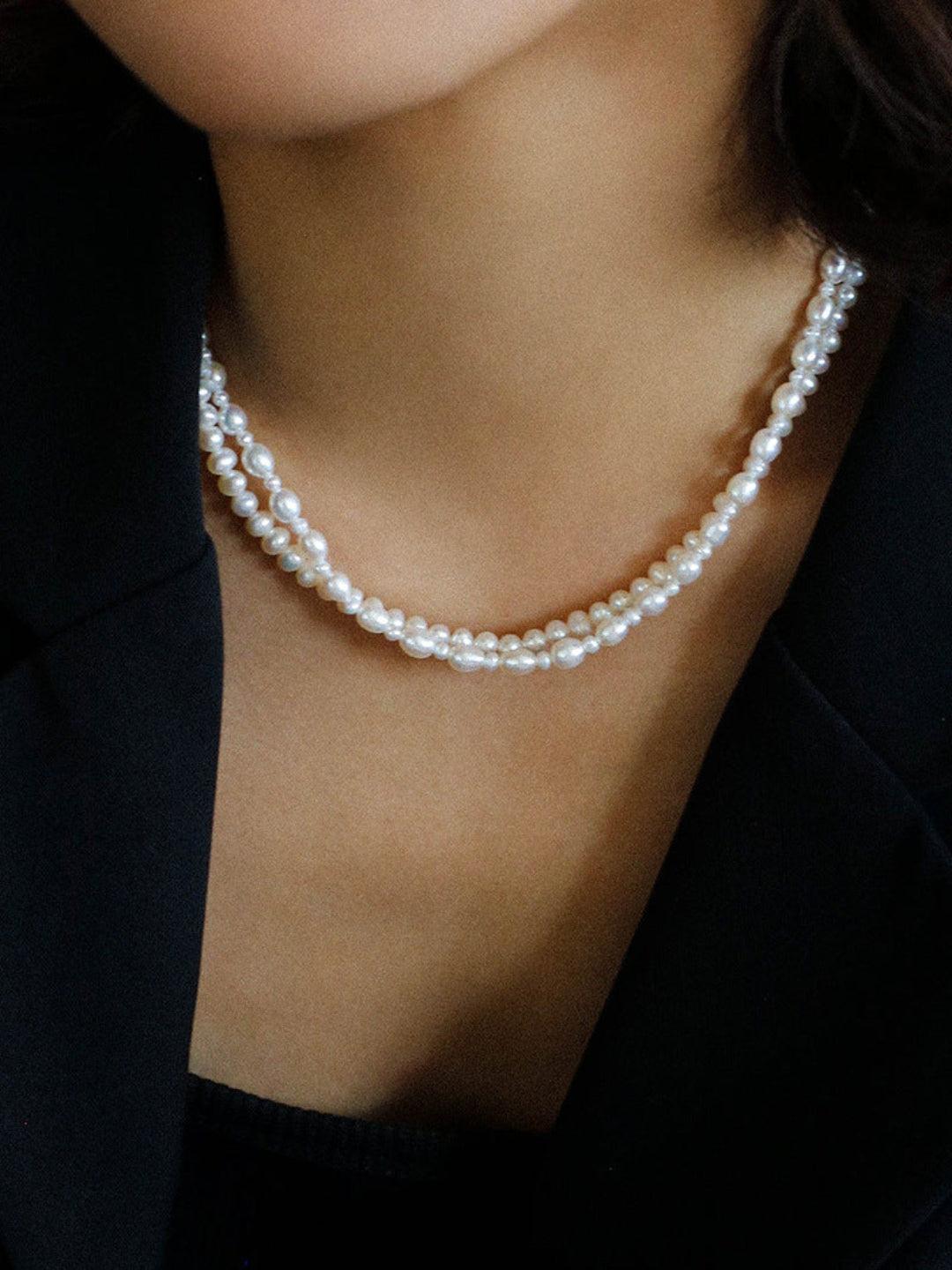 Pull Double Layers Beaded Pearl Necklace - Gembea Jewelry