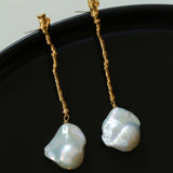 Long Tree Branch Baroque Drop Earrings - Gembea Jewelry