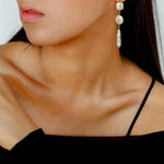Diamond Baroque Pearl Long Earrings - Gembea Jewelry