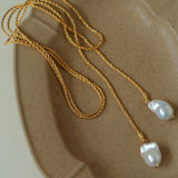 Twist Chain Baroque Pearl Necklace - Gembea Jewelry