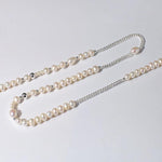 OT Buckle Long Chain Stitching Pearl Necklace - Gembea Jewelry