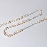 OT Buckle Long Chain Stitching Pearl Necklace - Gembea Jewelry