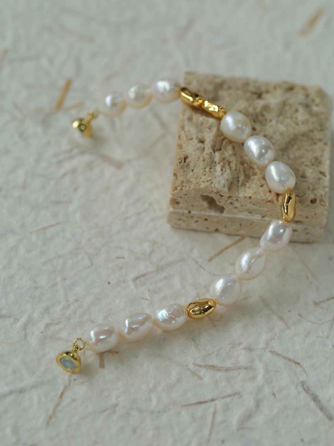 Magnetic Buckle Irregular Metal Pearl Bracelet - Gembea Jewelry