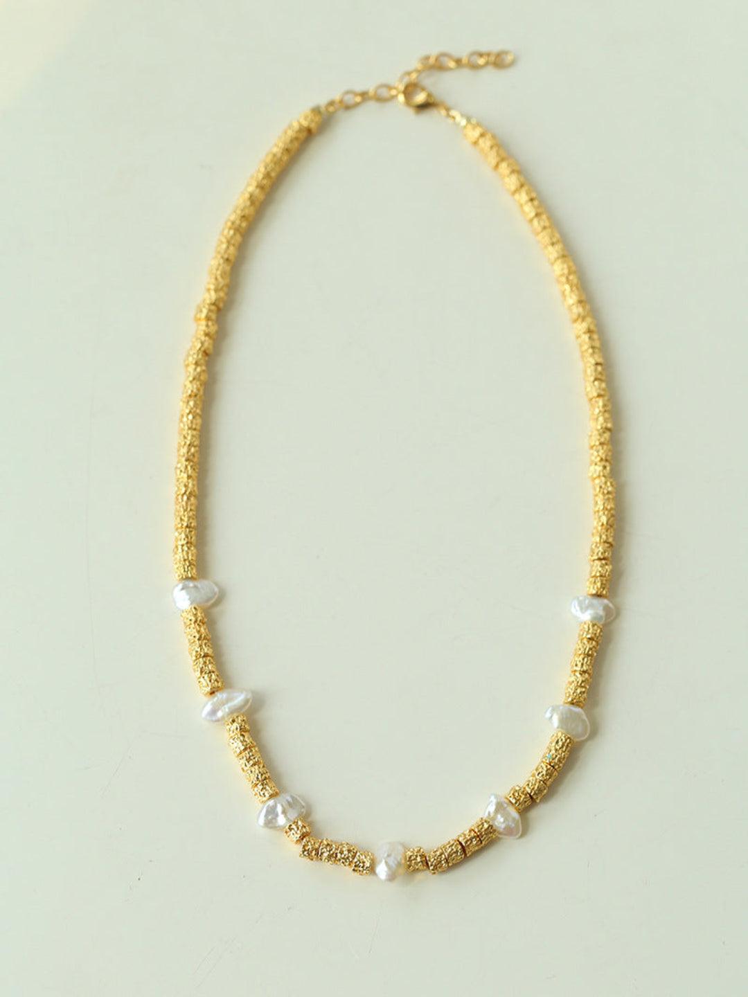 Vintage Gold Bean Irregular Pearl Necklace - Gembea Jewelry