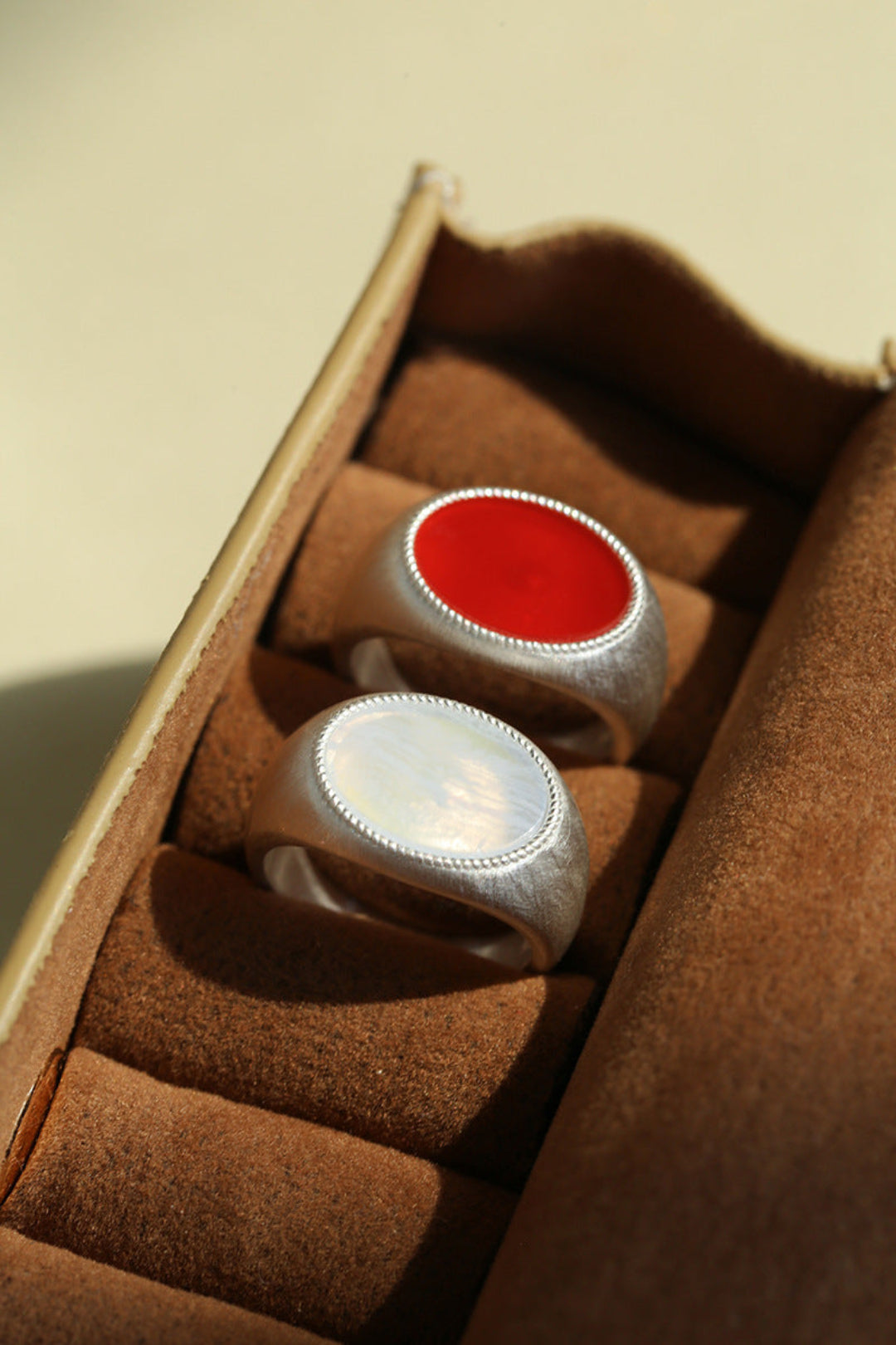 Gembea jewelry Wide Silver Brushed Agate Ring