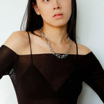 Geometric Twist Artificial Pearl Chain Necklace - Gembea Jewelry