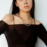 Geometric Twist Artificial Pearl Chain Necklace - Gembea Jewelry
