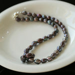Hand-woven Pearl Run Loop Grey Necklace - Gembea Jewelry