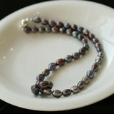 Hand-woven Pearl Run Loop Grey Necklace - Gembea Jewelry
