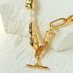 Geometric Irregular Metal Pearl Necklace - Gembea Jewelry