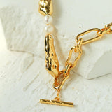 Geometric Irregular Metal Pearl Necklace - Gembea Jewelry