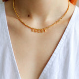Laser Bead Lucky Letter Necklace-Gembea Jewelry