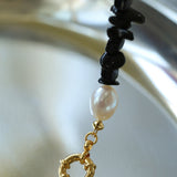 Gembea Jewelry Black Agate Gravel Pearl Necklace