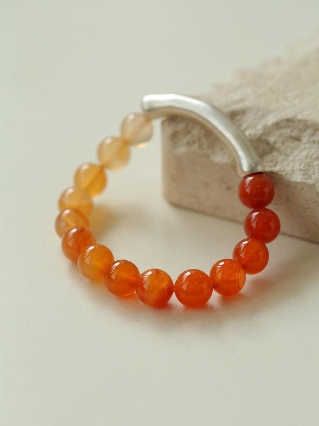 Red Agate Stretch Beaded Bracelet - Gembea Jewelry