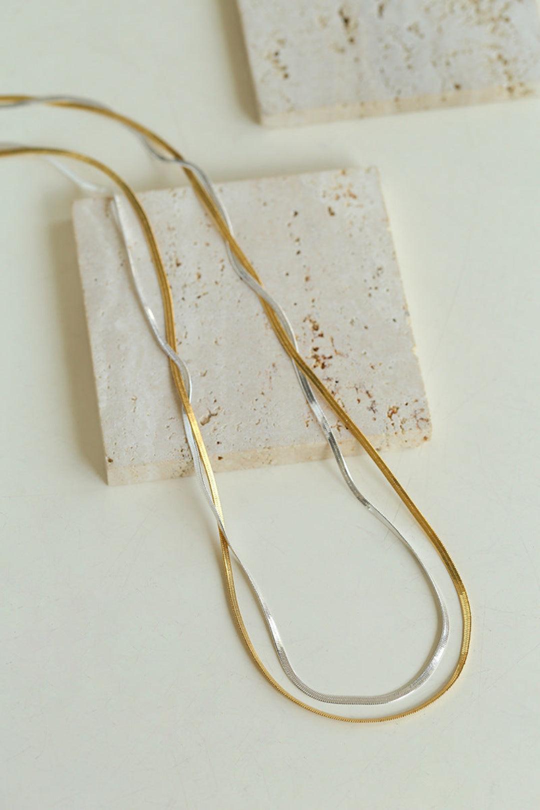 Spring Heartbeat Snake Bone Chain Necklace - Gembea Jewelry