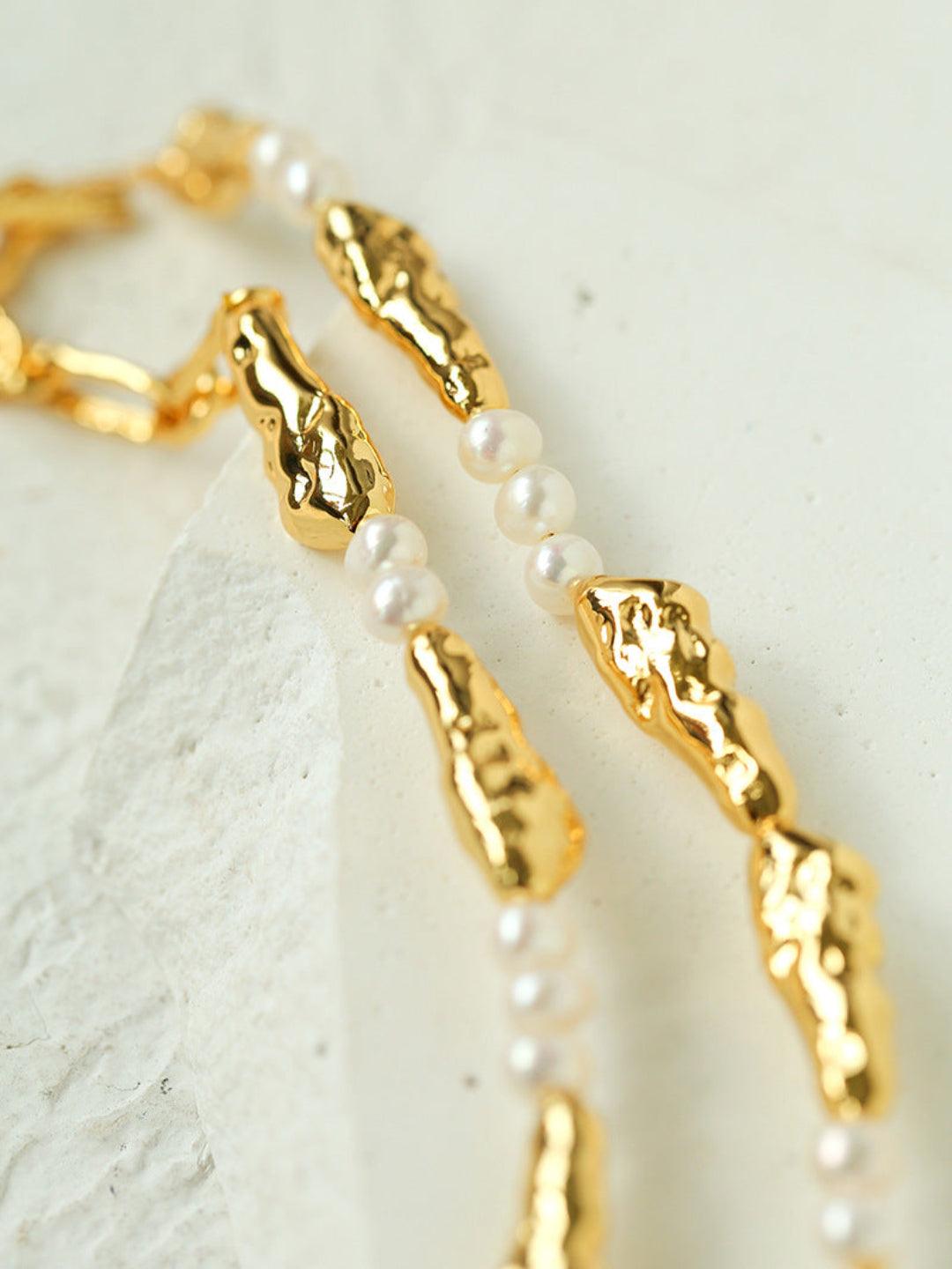 Geometric Irregular Metal Pearl Necklace - Gembea Jewelry