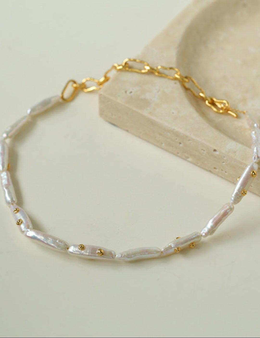 OT Buckle Baroque Pearl Stack Matching Necklace - Gembea Jewelry