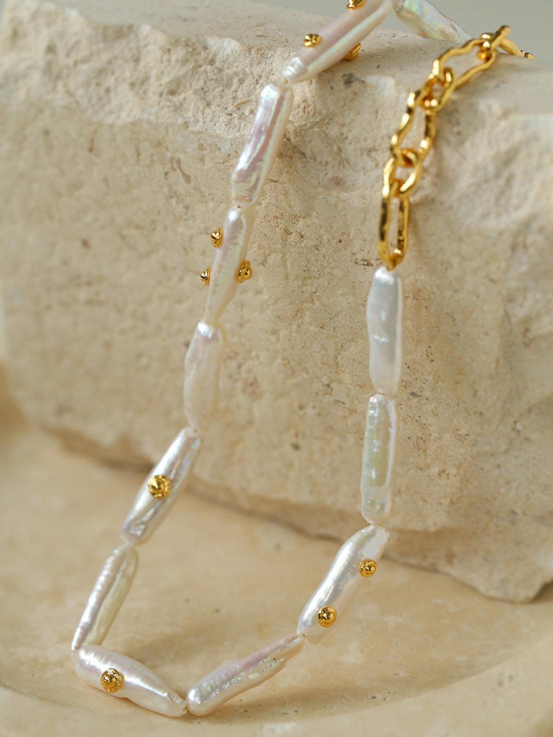 OT Buckle Baroque Pearl Stack Matching Necklace - Gembea Jewelry