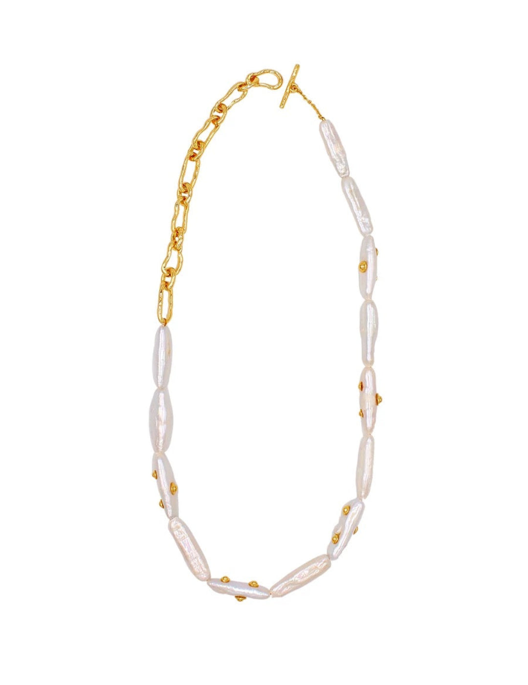 OT Buckle Baroque Pearl Chain Necklace gembea jewelry