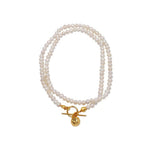 OT Gold Ball Pendant Pearl Beaded Necklace gembea jewelry