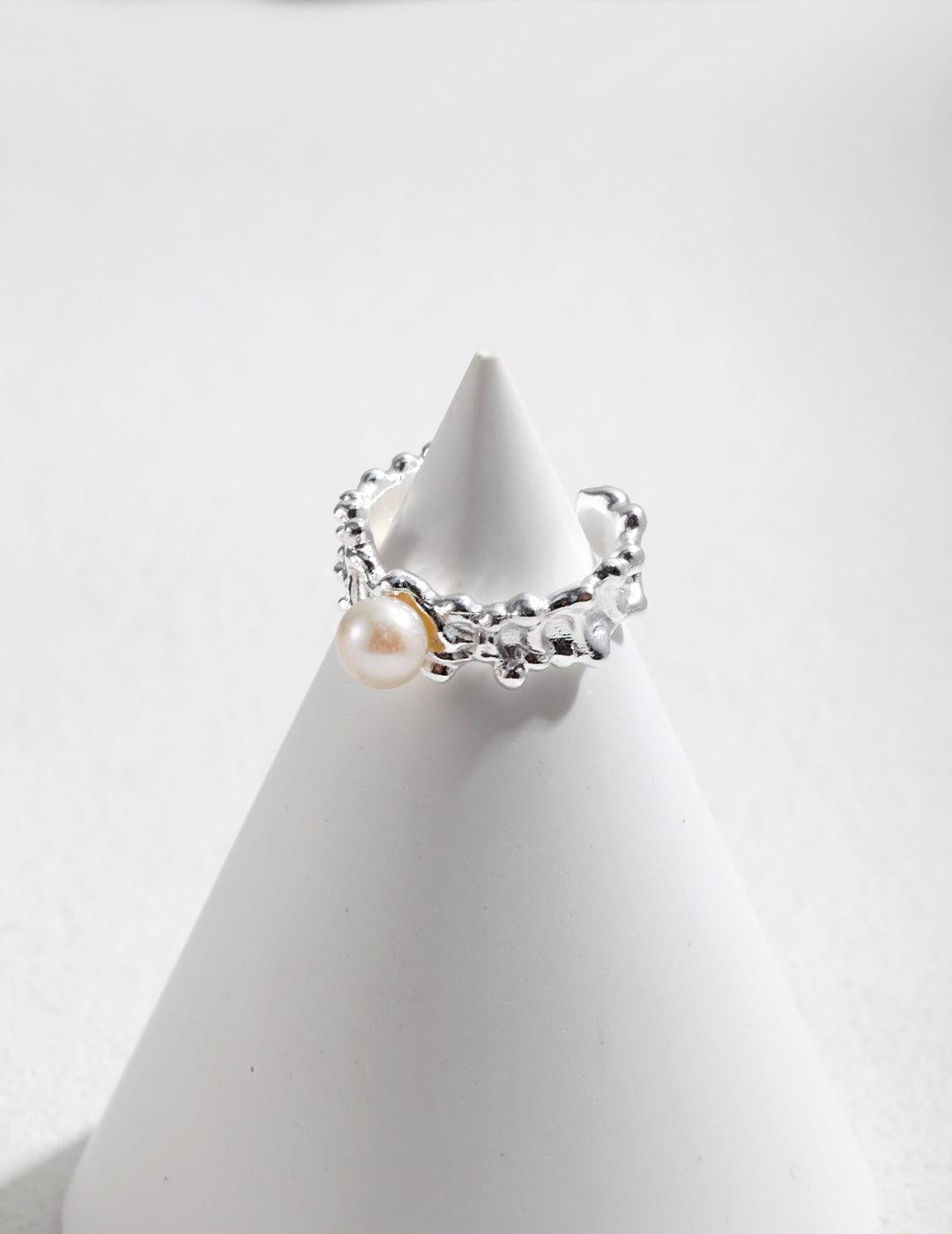 Ocean Wave Element Freshwater Pearl Rings - Gembea Jewelry