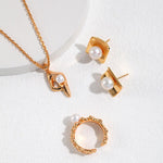 Ocean Wave Element Freshwater Pearl Rings - Gembea Jewelry