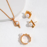 Ocean Wave Element Freshwater Pearl Rings - Gembea Jewelry