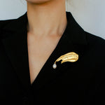 Oil Painting Teardrop Pearl Brooch gembea jewelry