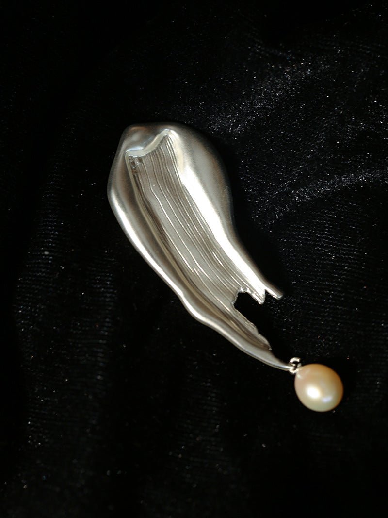 Oil Painting Teardrop Pearl Brooch gembea jewelry