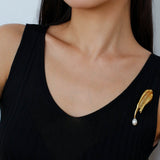 Oil Painting Teardrop Pearl Brooch gembea jewelry