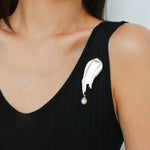 Oil Painting Teardrop Pearl Brooch gembea jewelry