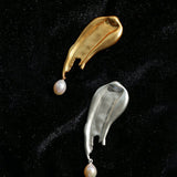 Oil Painting Teardrop Pearl Brooch gembea jewelry