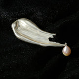 Oil Painting Teardrop Pearl Brooch gembea jewelry