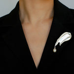 Oil Painting Teardrop Pearl Brooch gembea jewelry