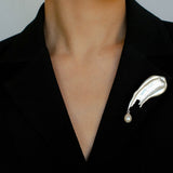 Oil Painting Teardrop Pearl Brooch gembea jewelry