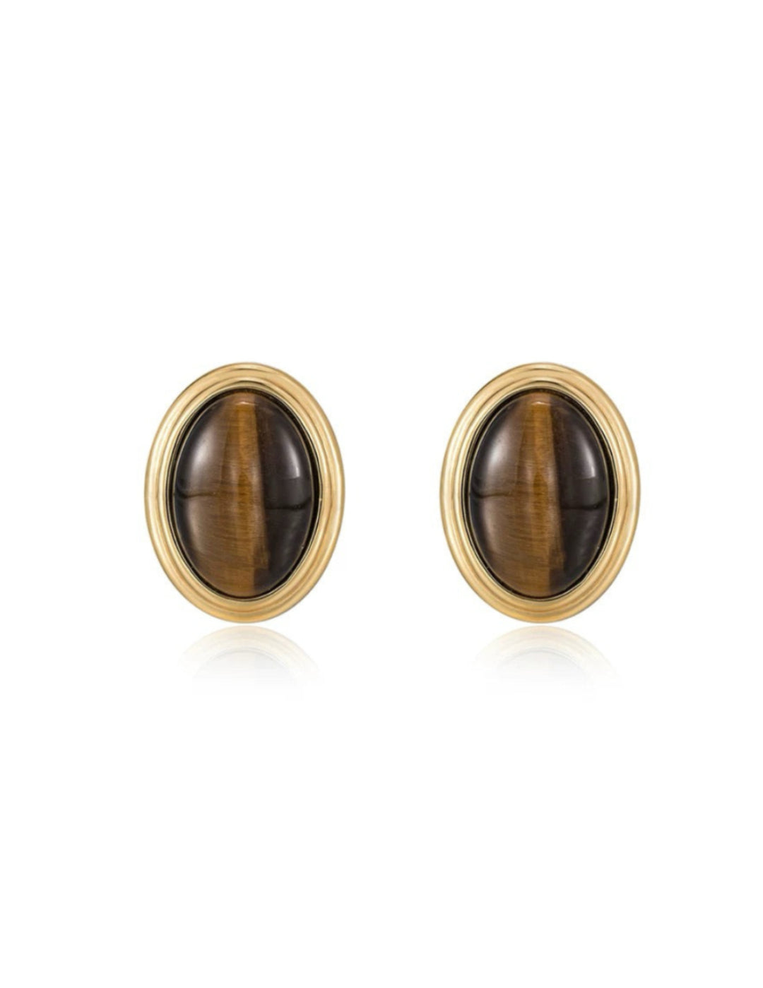 Oval Tiger Eye Stone Black Agate Earrings gembea jewelry