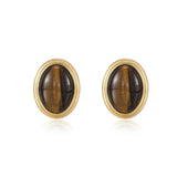 Oval Tiger Eye Stone Black Agate Earrings gembea jewelry