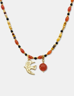 Peace Dove Pendant Agate Beaded Necklace gembea jewelry