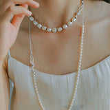 Pearl Splicing Chain Multilayer Long Necklace gembea jewelry