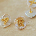 Petal Baroque Pearl 26-Letter Earrings - Gembea Jewelry