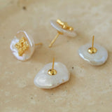 Petal Baroque Pearl 26-Letter Earrings - Gembea Jewelry