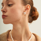 Petal Baroque Pearl Stud Earrings - Gembea Jewelry