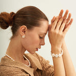 Petal Baroque Pearl Stud Earrings - Gembea Jewelry