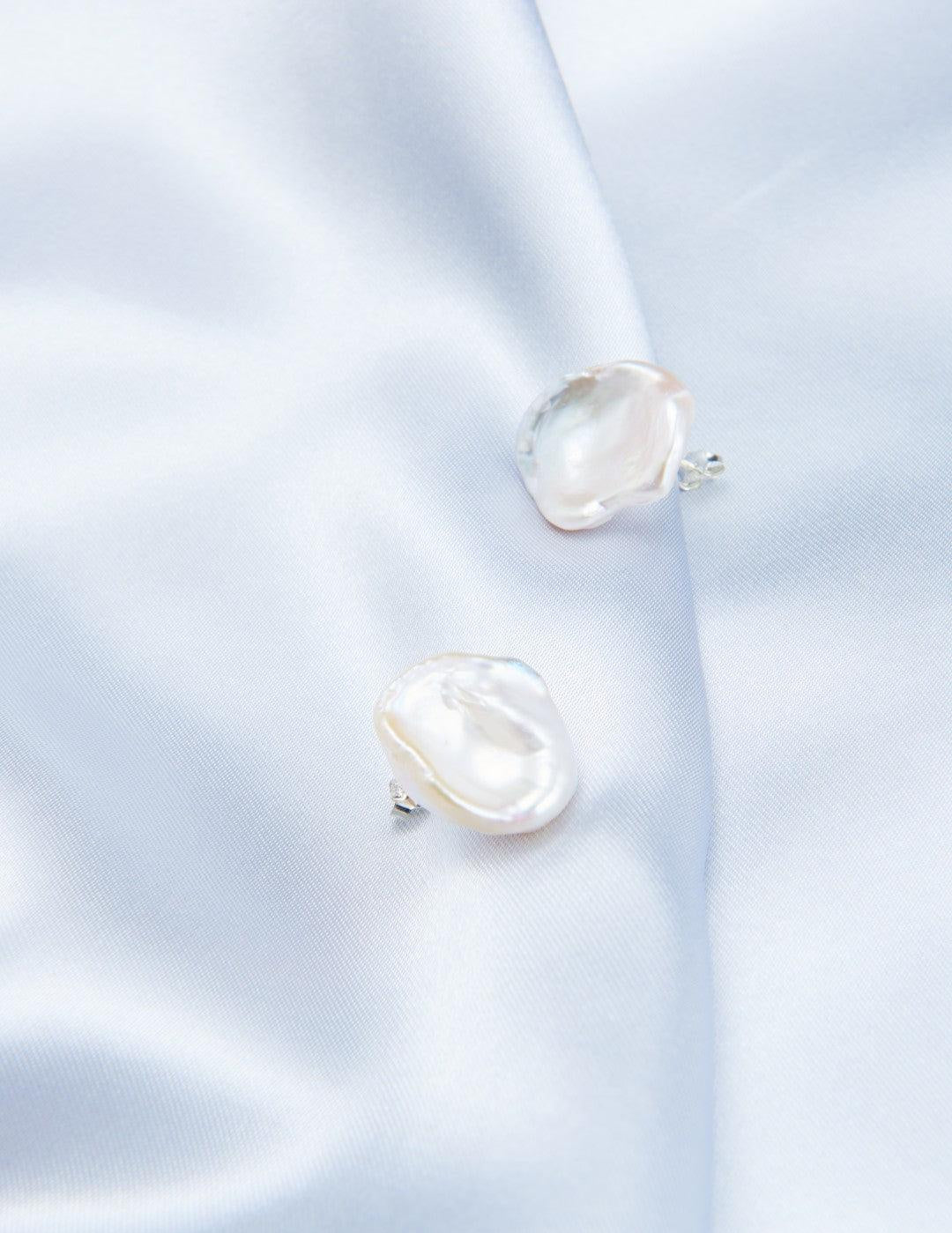 Petal Baroque Pearl Stud Earrings - Gembea Jewelry