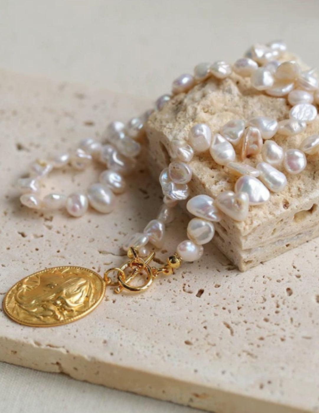 Petal Goddess Natural Baroque Pearl Necklace - Gembea Jewelry