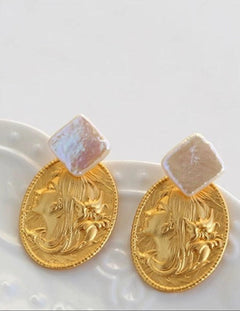 Petal Goddess Natural Baroque Pearl Earrings - Gembea Jewelry