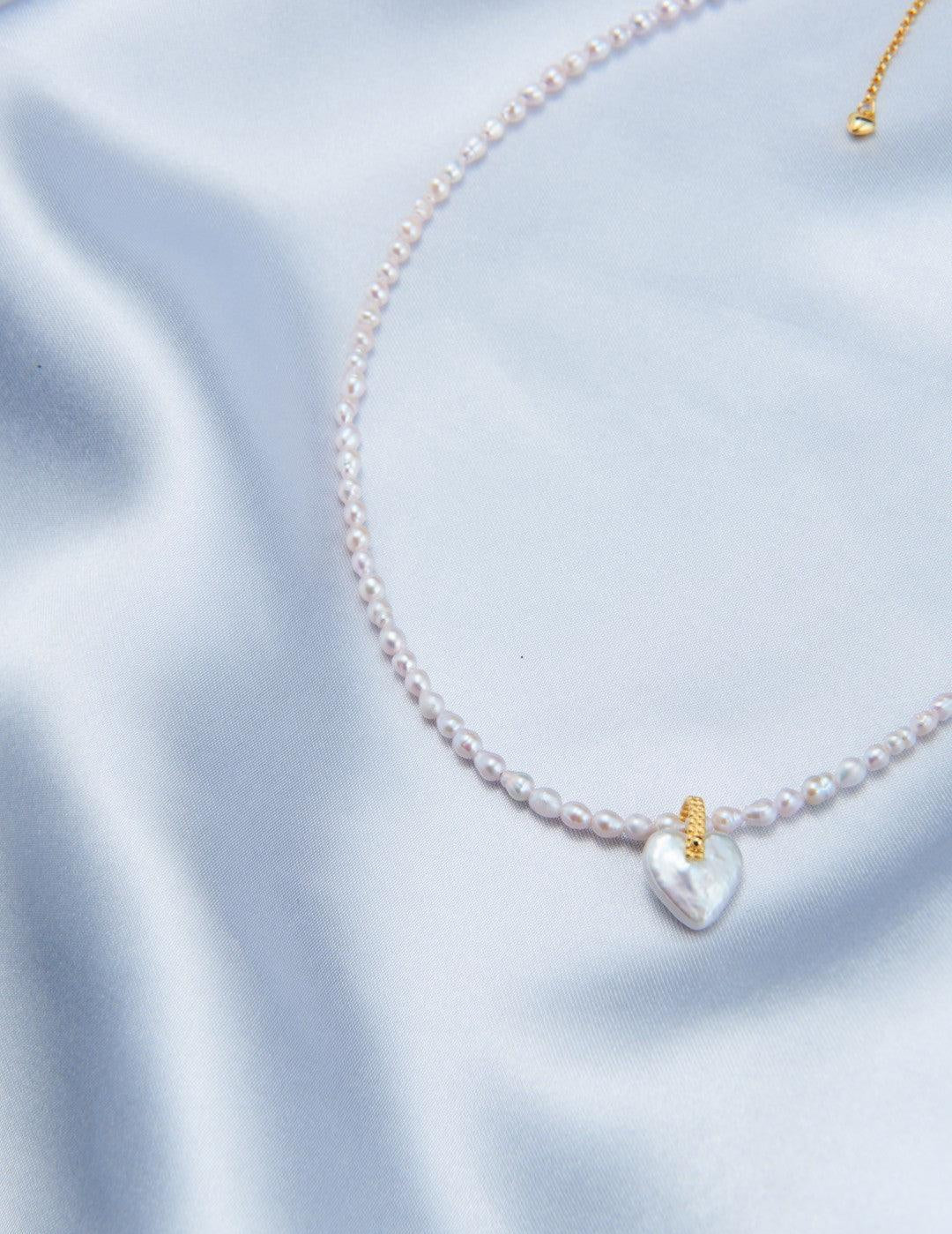Pink Baroque Pendant Pearl Beaded Necklace - Gembea Jewelry