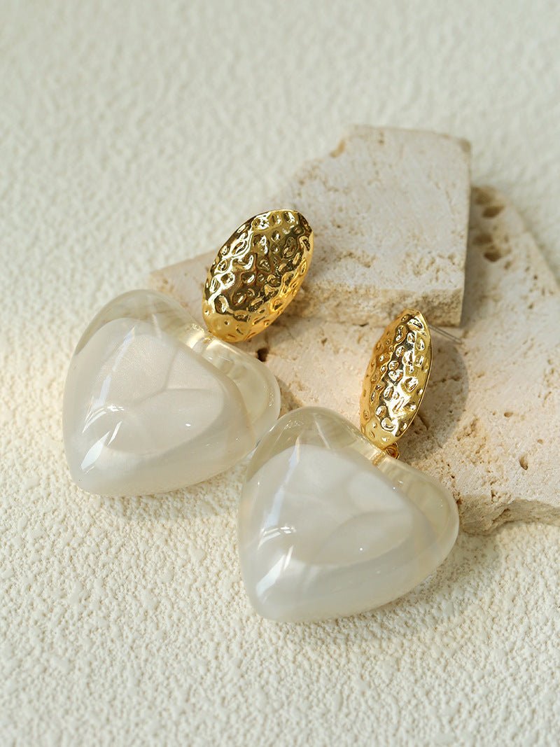 Pure Heart Statement Resin Drop Earrings gembea jewelry