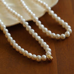 Real Pearl Beaded Choker Necklace with Golden Beans gembea jewelry