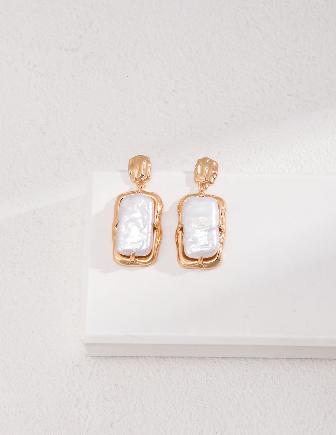 Gembea Jewelry Rectangular Baroque Pearl Drop Earrings